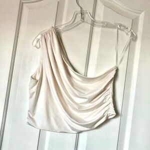 H&M One-Shoulder Draped Camisole in Ivory Cream
